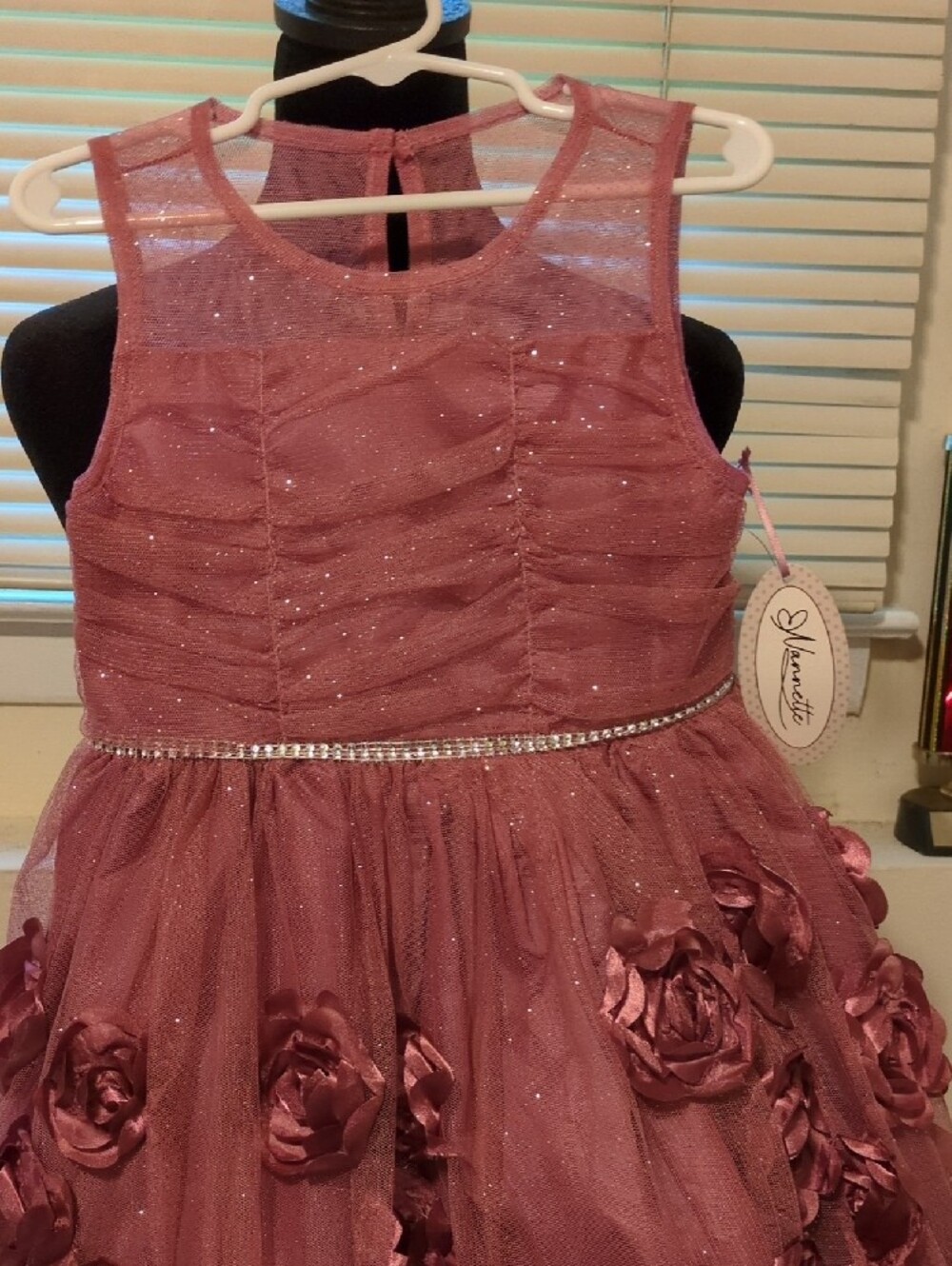 Sparkle Mauve Embellished Girls' Dress - Dusty Rose - Picture 5 of 7